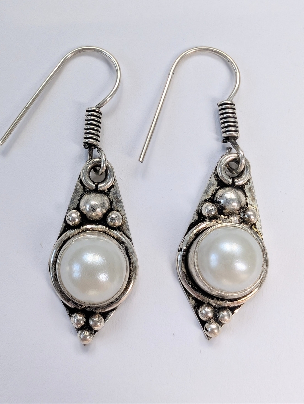 🩷 Vintage Earrings Silver & Faux Pearl Boho Ethnic *4 For $20*